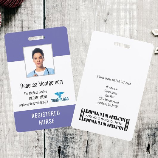 Medical Center Employee Zurse Foto ID Badge