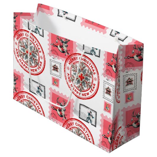 Medical Christmas Stamp Collage Art Groot Cadeauzakje (Voorkant Gekanteld)