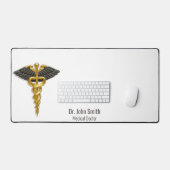 Medical Classy Elegant Gold Caduceus Black Wings Bureaumat (Keyboard & Muis)