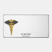 Medical Classy Elegant Gold Caduceus Black Wings Bureaumat (Voorkant)