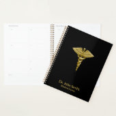 Medical Classy Gold Caduceus op zwart Planner (Display)