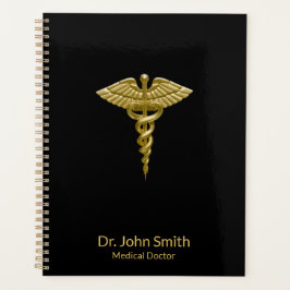 Medical Classy Gold Caduceus op zwart Planner