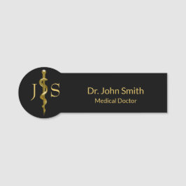 Medical Classy Gold op zwarte weg van Asclepius Naamplaatje