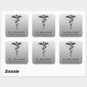 Medical Classy Noble Elegant Black White Caduceus Vierkante Sticker (Vel)