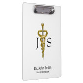 Medical Classy Noble Elegant Gold Silver Asclepius Klembord (Rechts)