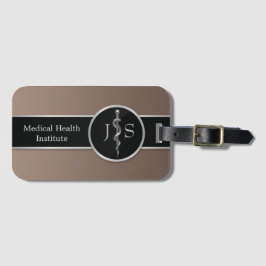 Medical Classy Noble Rod van Asclepius Silver Bagagelabel