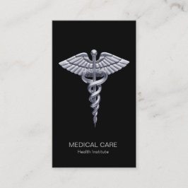 Medical Classy Silver Caduceus op Black Visitekaartje