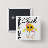 Medical Clerk Chick Vierkante Button 5,1 Cm (Voorkant /achterkant)