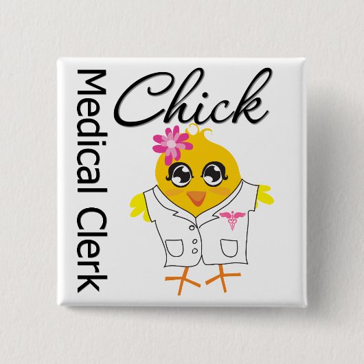 Medical Clerk Chick Vierkante Button 5,1 Cm (Voorkant)