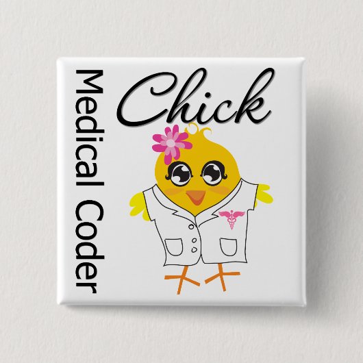 Medical Coder Chick Vierkante Button 5,1 Cm (Voorkant)