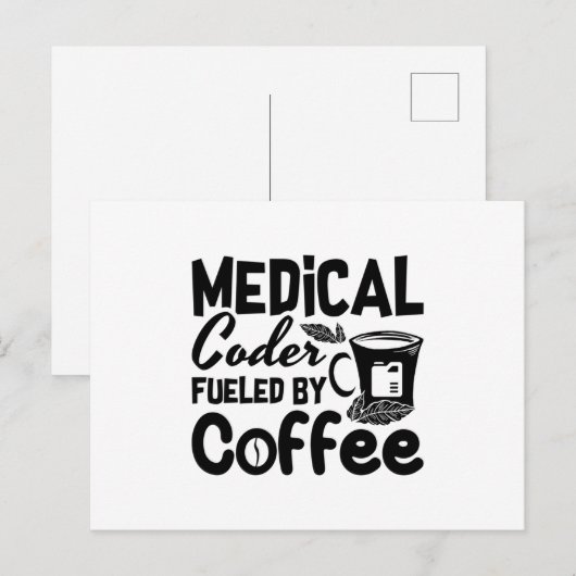 Medical Coder Fueled By Coffee Programmer Coding Briefkaart (Voorkant / Achterkant)