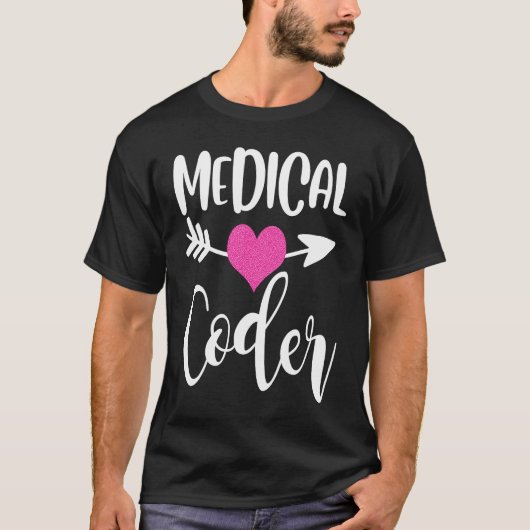 medical coder job work billing coding woman heart t-shirt (Voorkant)