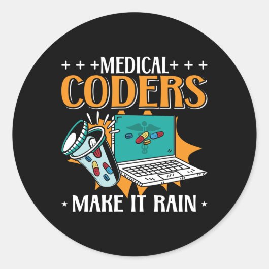 Medical Coders Make It Rain Medical Coder Coding Ronde Sticker (Voorkant)