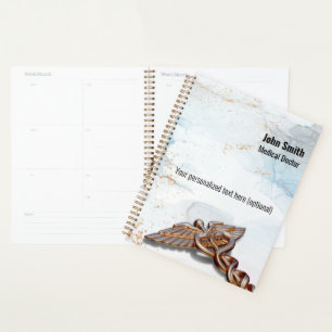 Medical Copper Caduceus Roos Gold Luxe Marble Planner