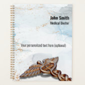 Medical Copper Caduceus Roos Gold Luxe Marble Planner (Voorkant)