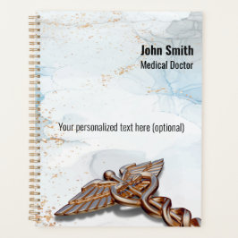 Medical Copper Caduceus Roos Gold Luxe Marble Planner