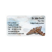 Medical Copper Roos Caduceus Gold Luxe Marble Etiket (Voorkant)