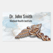 Medical Copper Roos Gold Caduceus Luxe Marble Rechthoekige Sticker (Voorkant)