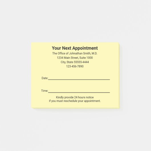 Medical Doctor Next Appointment Reminder Cream Post-it® Notes (Voorkant)