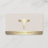 Medical Doctor Nurse Caduceus Sand Faux Gold Visitekaartje (Voorkant)