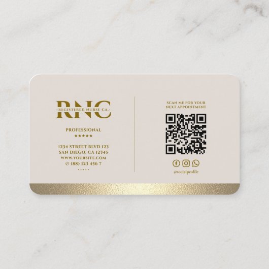 Medical Doctor Nurse Caduceus Sand Faux Gold Visitekaartje (Achterkant)