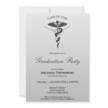 Medical Elegant Black White Caduceus Afstuderen