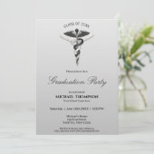 Medical Elegant Black White Caduceus Afstuderen Kaart (Staand voorkant)