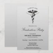 Medical Elegant Black White Caduceus Afstuderen Kaart (Voorkant / Achterkant)