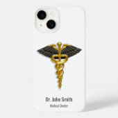 Medical Elegant Classy Gold Caduceus Black Wings Case-Mate iPhone Case (Achterkant)
