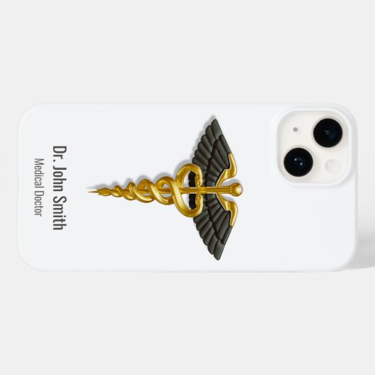Medical Elegant Classy Gold Caduceus Black Wings Case-Mate iPhone Case (Achterkant (horizontaal))
