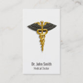 Medical Elegant Gold Caduceus Black Wings Classy Visitekaartje (Voorkant)