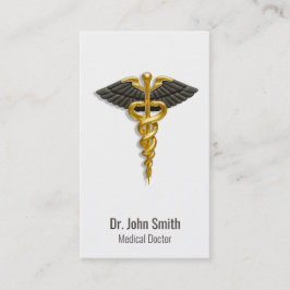 Medical Elegant Gold Caduceus Black Wings Classy Visitekaartje