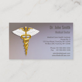 Medical Elegant Gold Caduceus White Wings Afsprakenkaartje