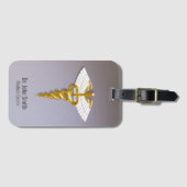 Medical Elegant Gold Caduceus White Wings Bagagelabel