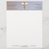 Medical Elegant Gold Caduceus White Wings Briefhoofd (Voorkant)