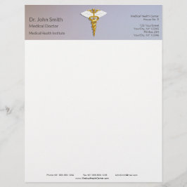 Medical Elegant Gold Caduceus White Wings Briefhoofd