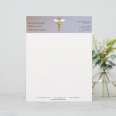 Medical Elegant Gold Caduceus White Wings Briefhoofd (Staand voorkant)