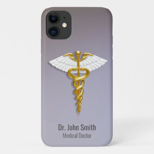 Medical Elegant Gold Caduceus White Wings Case-Mate iPhone Case