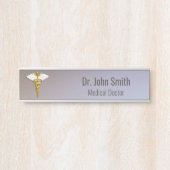 Medical Elegant Gold Caduceus White Wings Deurbordje (Voorkant)