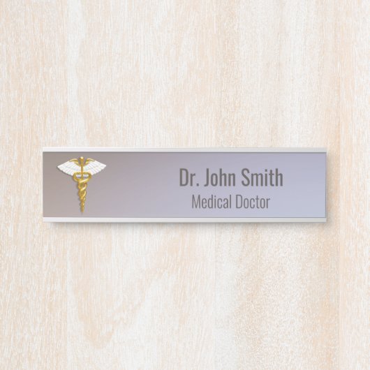 Medical Elegant Gold Caduceus White Wings Deurbordje (Voorkant)