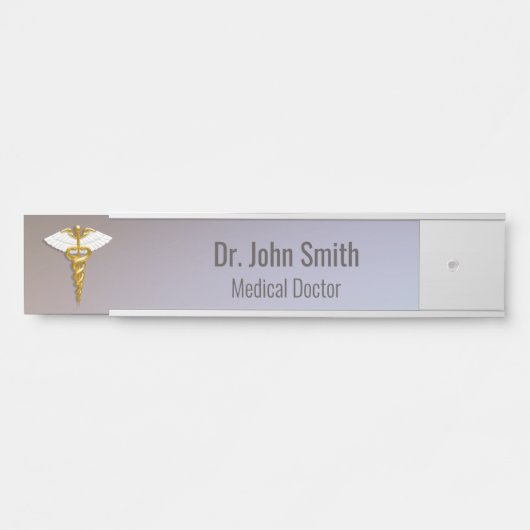 Medical Elegant Gold Caduceus White Wings Deurbordje (Voorkant)