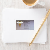 Medical Elegant Gold Caduceus White Wings Etiket (Insitu)
