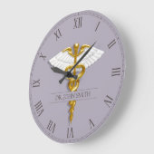 Medical Elegant Gold Caduceus White Wings Grote Klok (Hoek)