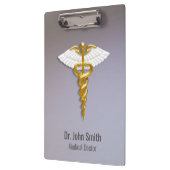 Medical Elegant Gold Caduceus White Wings Klembord (Links)