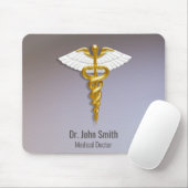 Medical Elegant Gold Caduceus White Wings Muismat (Met muis)