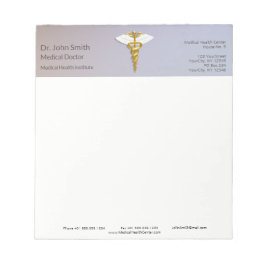 Medical Elegant Gold Caduceus White Wings Notitieblok