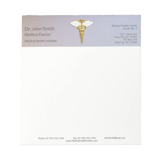 Medical Elegant Gold Caduceus White Wings Notitieblok (Voorkant)