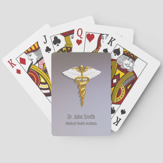 Medical Elegant Gold Caduceus White Wings Pokerkaarten (Achterkant)