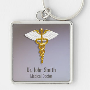 Medical Elegant Gold Caduceus White Wings Sleutelhanger