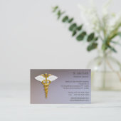 Medical Elegant Gold Caduceus White Wings Visitekaartje (Staand voorkant)